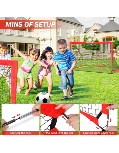 Set de 2 Porterías de Fútbol Portátil Choiana 1.83x1.22m 2