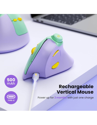 Ratón Ergonómico Inalámbrico Seenda MOU-302 Recargable USB/Bluetooth