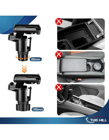 Bandeja para Portavasos This Hill 2 en 1 Ajustable para Coche
