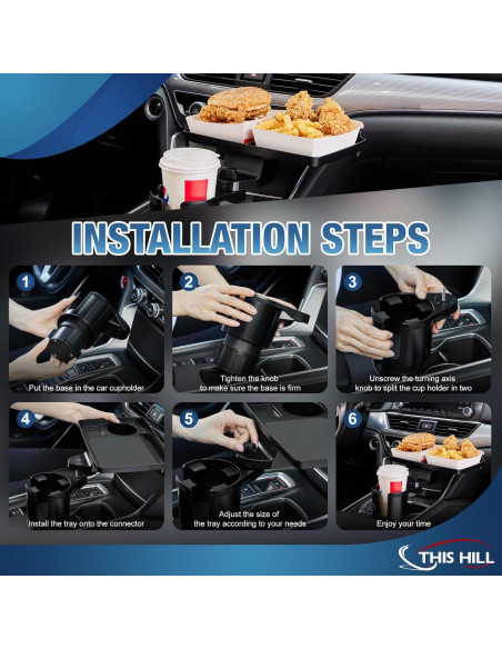 Bandeja para Portavasos This Hill 2 en 1 Ajustable para Coche