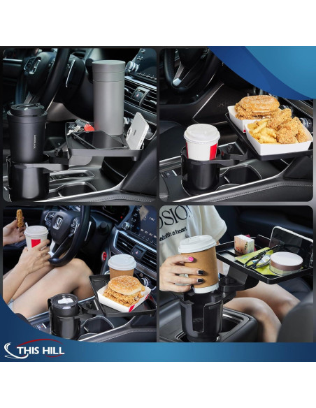 Bandeja para Portavasos This Hill 2 en 1 Ajustable para Coche