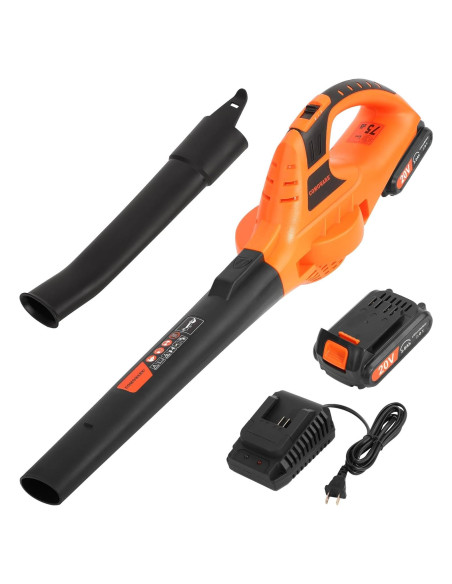 Soplador de Hojas Inalámbrico COMOWARE 20V 2 Baterías 210CFM