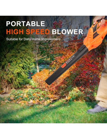 Soplador de Hojas Inalámbrico COMOWARE 20V 2 Baterías 210CFM