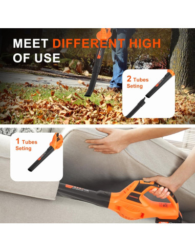 Soplador de Hojas Inalámbrico COMOWARE 20V 2 Baterías 210CFM