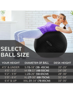 Bola de Ejercicio Antirrotura Fitvids 78-85cm Negro 2