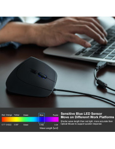 SANWA Ratón Ergonómico Con Cable 1000/1600 DPI 6 Botones 2