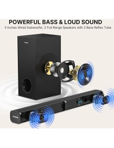 Wohome Barra de Sonido 2.1 S111 Pro 32" con Subwoofer 140W 2