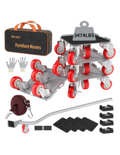 Carretilla de Muebles MYUEA 5 Ruedas Carga Pesada 1600 kg