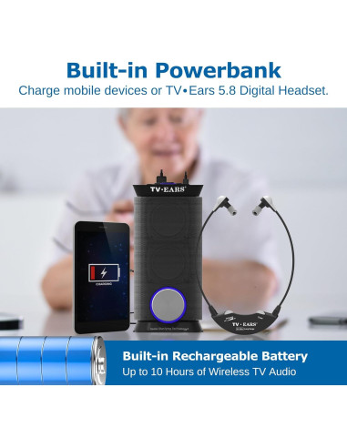 Altavoces Inalámbricos EARS para TV 5.8 GHz, Voz Clara