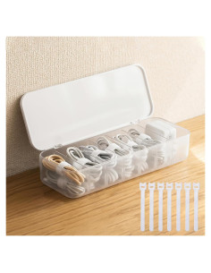 Organizador de Cables PAVSTINE con 7 Compartimentos Blanco
