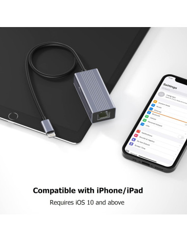 Adaptador Lightning a Ethernet IVSHOWCO 100Mbps 50cm