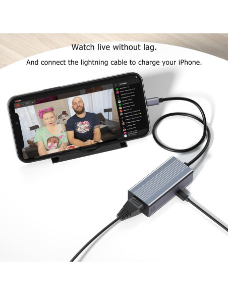 Adaptador Lightning a Ethernet IVSHOWCO 100Mbps 50cm