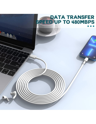 Cargador Rápido DelTucci USB C a Lightning 6FT 2 Pack