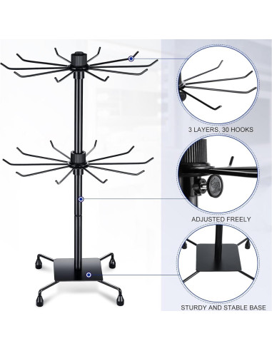 Soporte de Joyería BBTO Rotatorio 50x30 cm 2 Pcs Negro