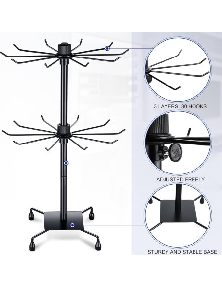 Soporte de Joyería BBTO Rotatorio 50x30 cm 2 Pcs Negro