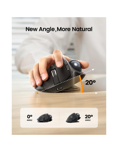 ProtoArc Ratón Trackball Inalámbrico EM01 NL Ergonómico