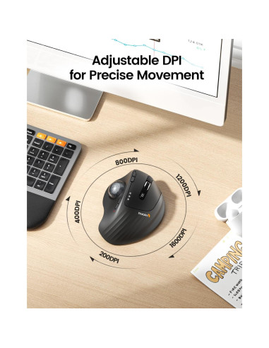 ProtoArc Ratón Trackball Inalámbrico EM01 NL Ergonómico