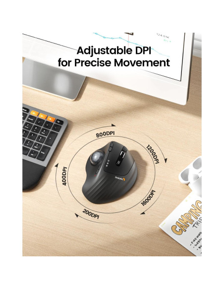 ProtoArc Ratón Trackball Inalámbrico EM01 NL Ergonómico