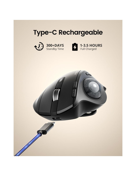 ProtoArc Ratón Trackball Inalámbrico EM01 NL Ergonómico