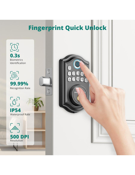 Cerradura Biométrica AkaGear DS10 con Huella Dactilar - Negro