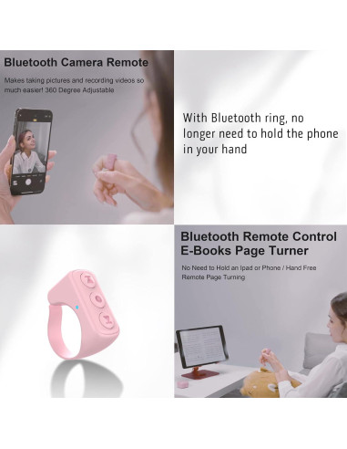 Control Remoto Bluetooth GEVO para iPhone y Android Rosa