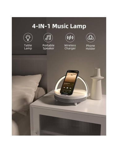 Lámpara de Mesa EZVALO Lydiapro 4 en 1 con Bluetooth