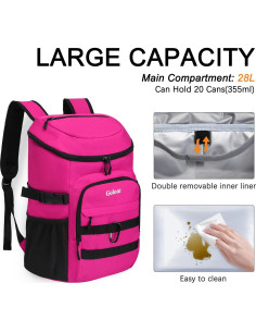 Mochila Enfriadora Aislada Goloni Rosa 8.51L para Camping 2