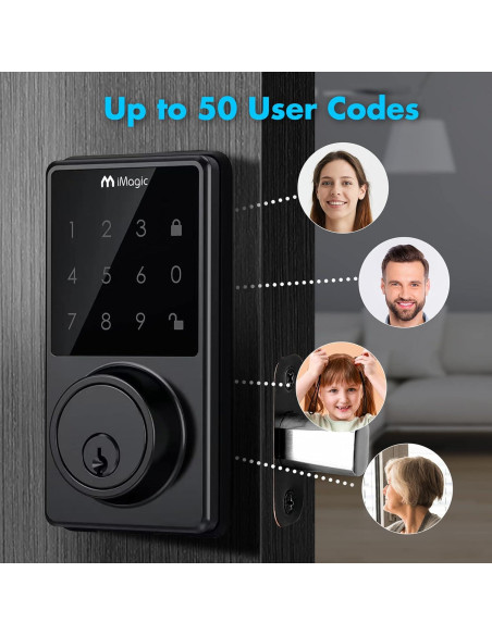 Cerradura Táctil iMagic Automática con 50 Códigos - Negro Mate
