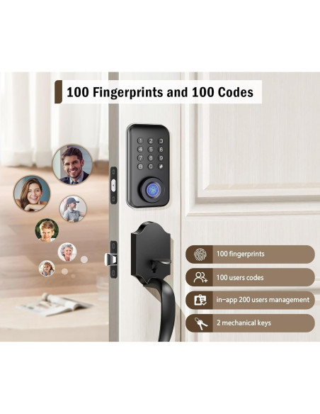 Cerradura inteligente Chautday DS02 con teclado y Wi-Fi Cerradura inteligente Chautday DS02 con teclado y Wi-Fi