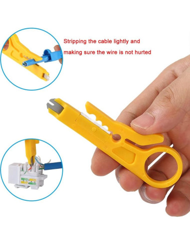 Crimpador RJ45 Pasante CHZHLM con 50 Conectores Cat6 y Destripador