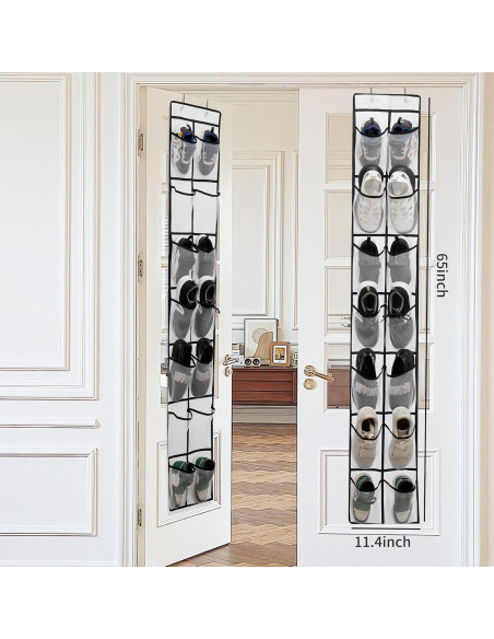 Organizador de Zapatos Colgante PVWSG, 14 Bolsillos Malla, Blanco