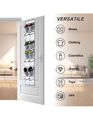 Organizador de Zapatos Colgante PVWSG, 14 Bolsillos Malla, Blanco