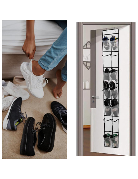 Organizador de Zapatos Colgante PVWSG, 14 Bolsillos Malla, Blanco