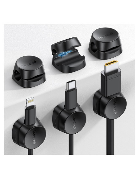 Organizador de Cables Lamicall 6Pack Clips Adhesivos Negro