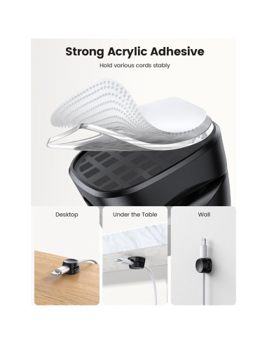 Organizador de Cables Lamicall 6Pack Clips Adhesivos Negro