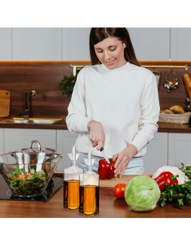 2 Botellas de Aceite de Vidrio HOFURME 500 ml Antigoteo