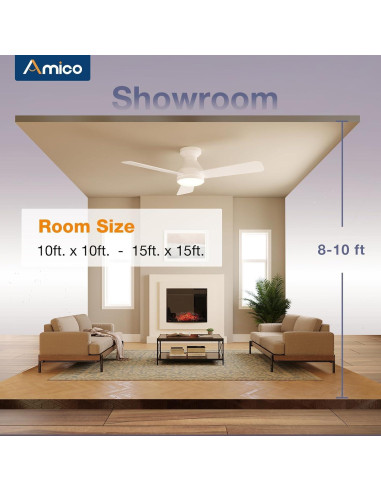 Ventilador de Techo Amico 42" Blanco con Luz y Control Remoto