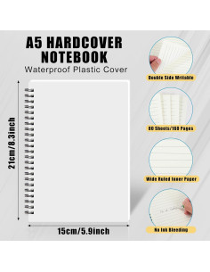 Paquete de 12 cuadernos A5 Dunzoom con espiral y tapa dura 2