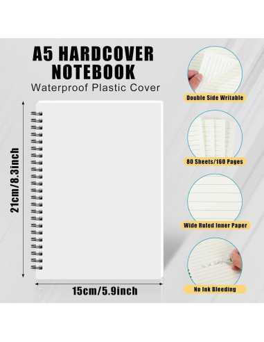 Paquete de 12 cuadernos A5 Dunzoom con espiral y tapa dura