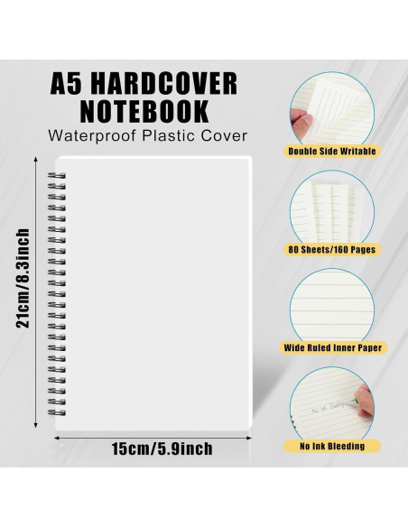 Paquete de 12 cuadernos A5 Dunzoom con espiral y tapa dura