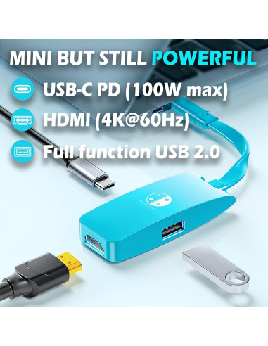 Adaptador Dock HDMI JROSING para Nintendo Switch 4K USB-C