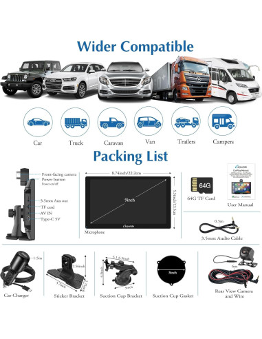 Carpuride W905 Pantalla Táctil 9" para Coche con Carplay