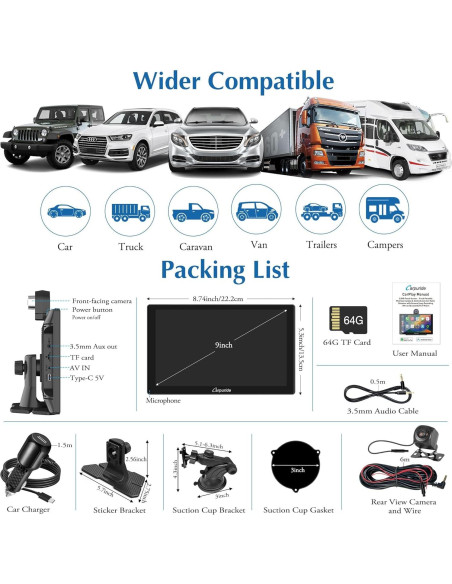 Carpuride W905 Pantalla Táctil 9" para Coche con Carplay