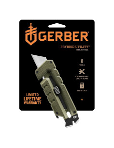 Cuchillo Utilitario GERBER Prybrid 8 en 1 Verde con Clip