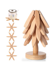 Trivetes de Madera de Haya LECHUAN - Juego de 4 Piezas 23x19.8 cm