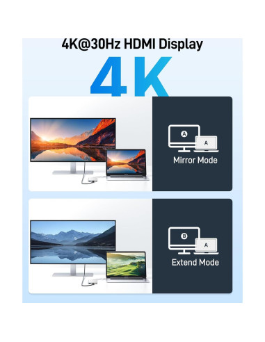 Adaptador USB C a HDMI Acer 4K 100W PD Plata