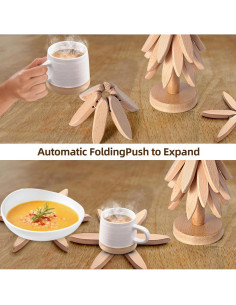 Trivetes de Madera de Haya LECHUAN - Juego de 4 Piezas 23x19.8 cm 2