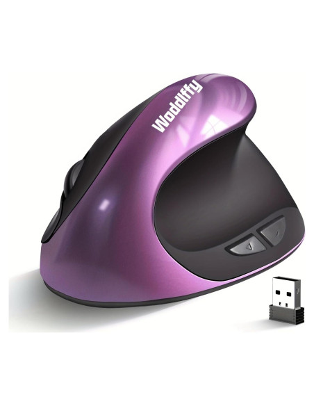 Ratón Ergonómico Inalámbrico Woddlffy RAAVEE Púrpura 6 Botones