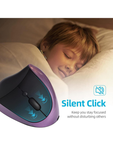 Ratón Ergonómico Inalámbrico Woddlffy RAAVEE Púrpura 6 Botones