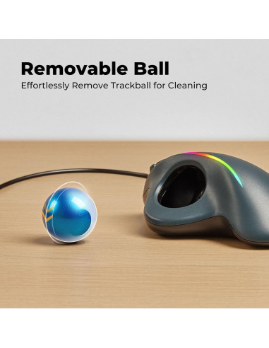 Ratón Trackball Ergonómico PORLEI Rojo, 5 DPI Ajustables